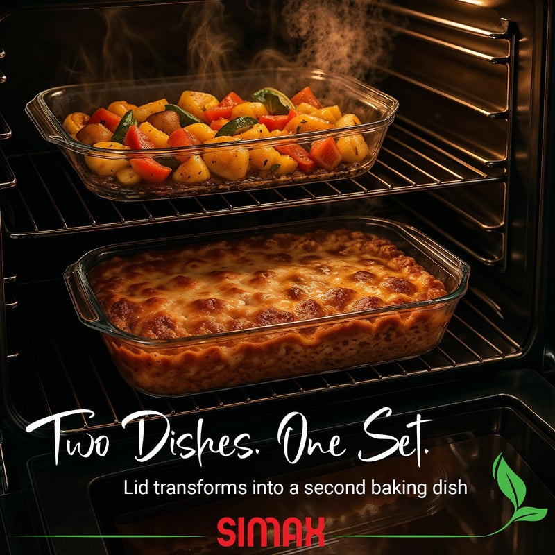 Simax Clear Glass Rectangle Roaster Pan With Lid, Raised Ridges for Fat Free Cooking, Durable Borosilicate Glass, Microwave and Dishwasher Safe, Made in Europe, 3 Qt Oblong Baking Dish - Image 4